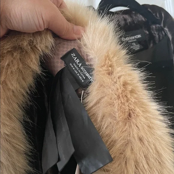 Set of 2 items vintage 1990s velvet blazer and fur collar cowl shawl hippie - Picture 6 of 7